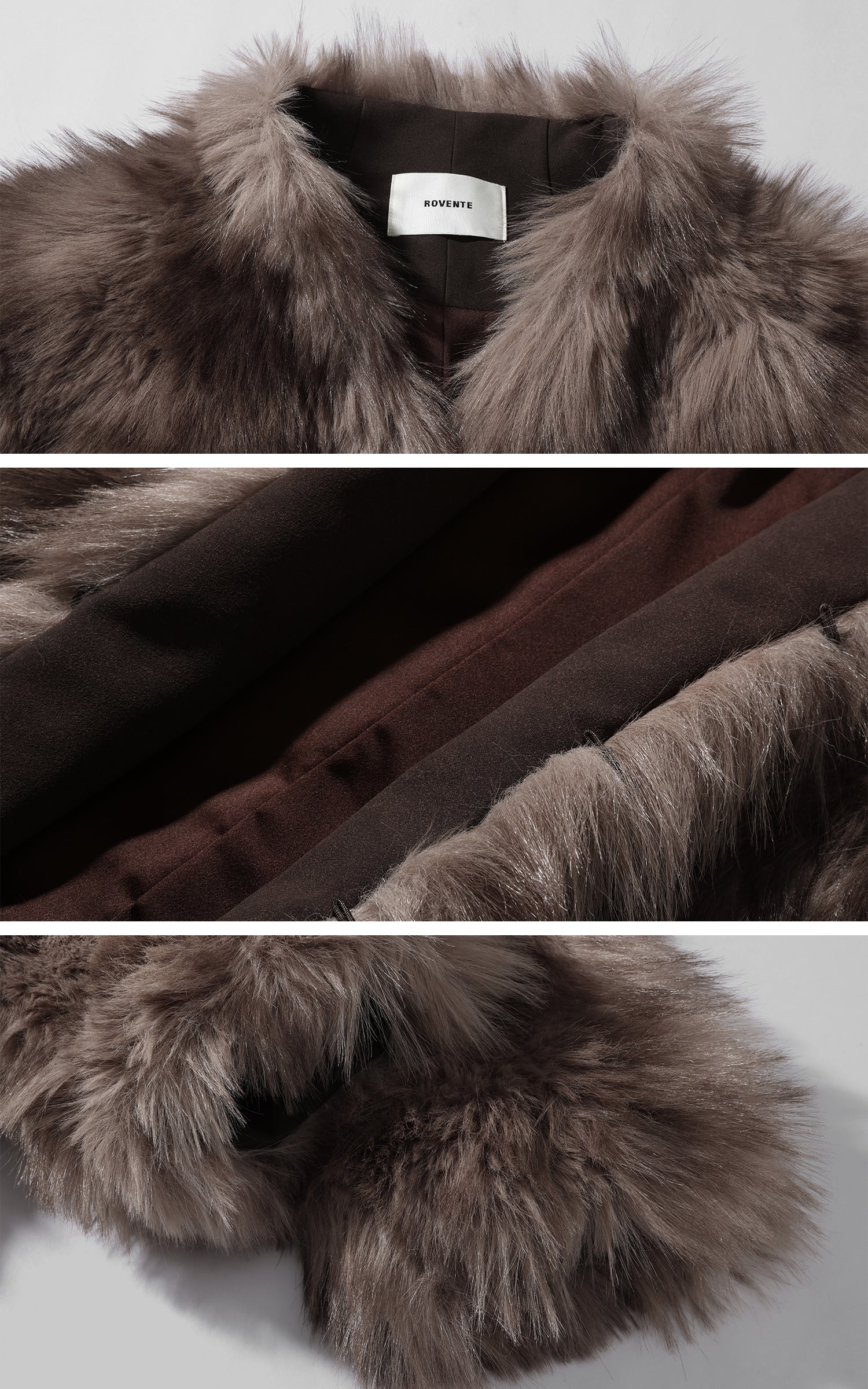 ROVENTE Faux Fur Jacket with Scarf Detail