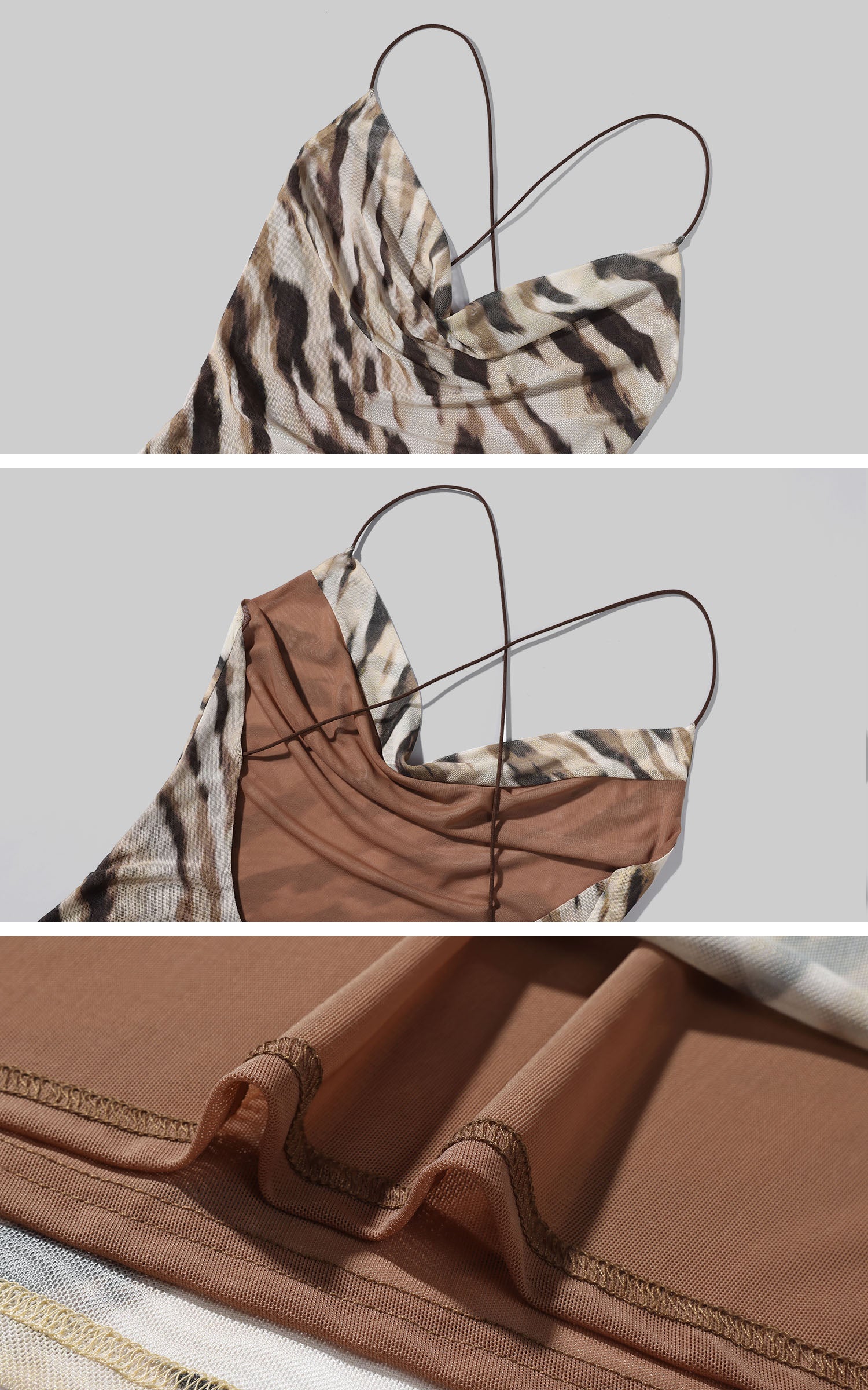 Robe longue à imprimé animalier dos nu