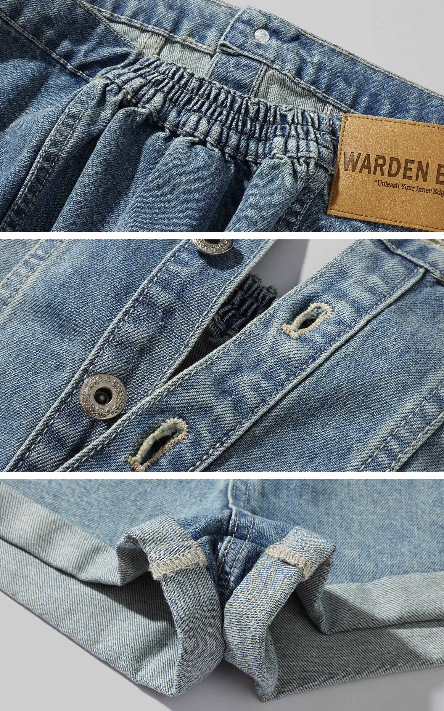 WARDEN EDGE Strapless Denim Utility Romper - PINKPARKS