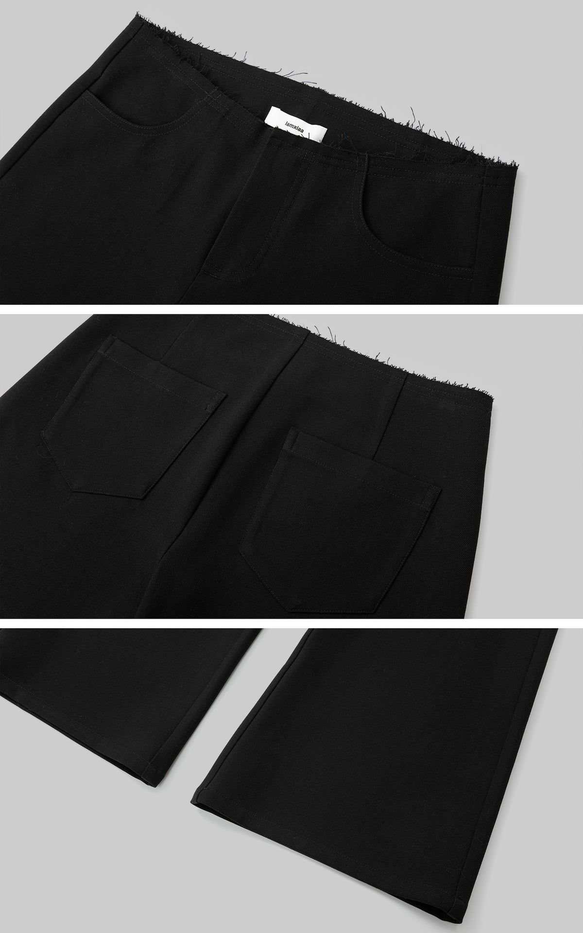 IAMXIAA Low-Rise Raw-Edge Tailored Flared Pants