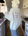 Rase le sol Oversized Cable Knit Embroidered Hooded Cardigan