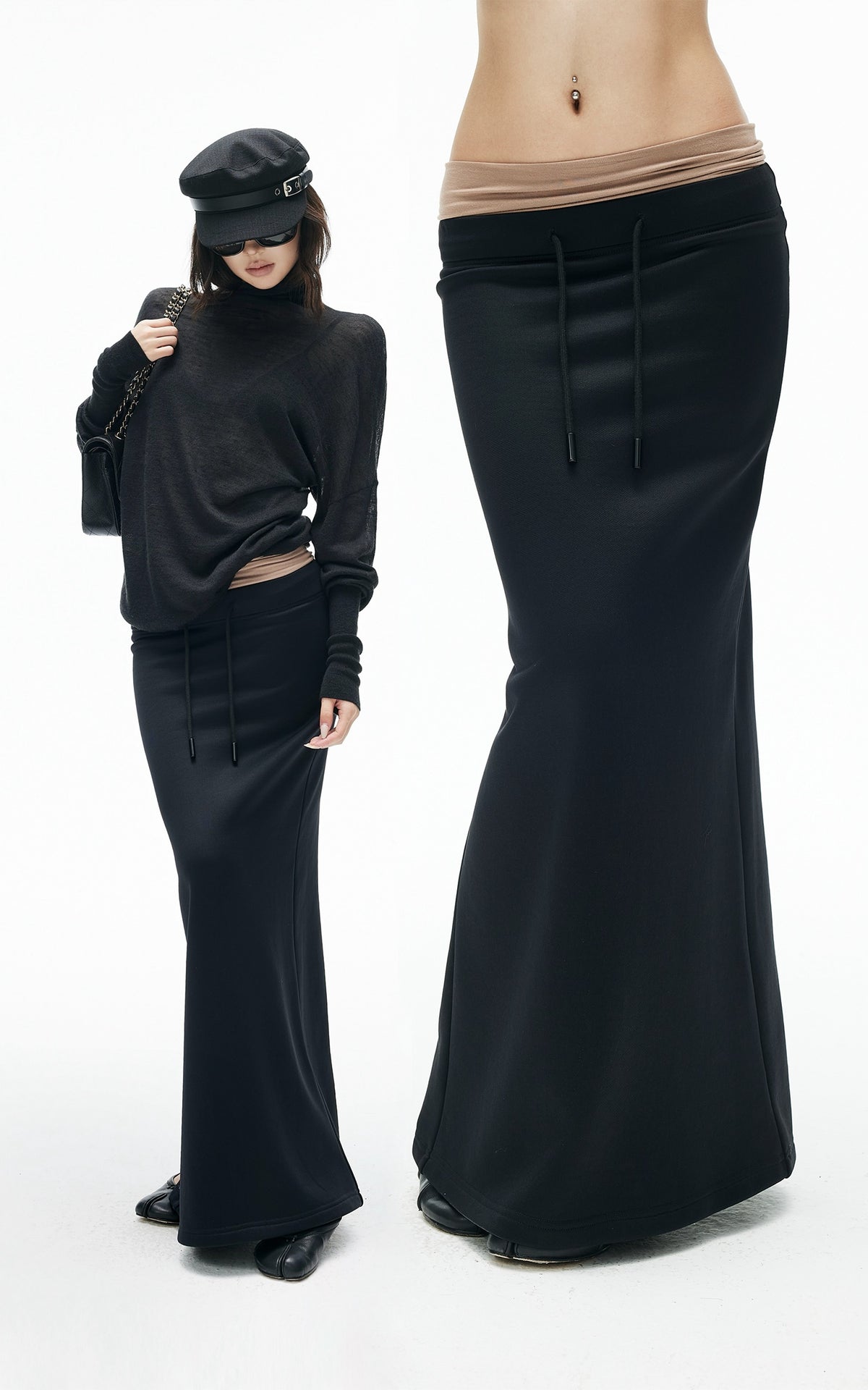 IAMXIAA Layered Low-Rise Mermaid Maxi Skirt