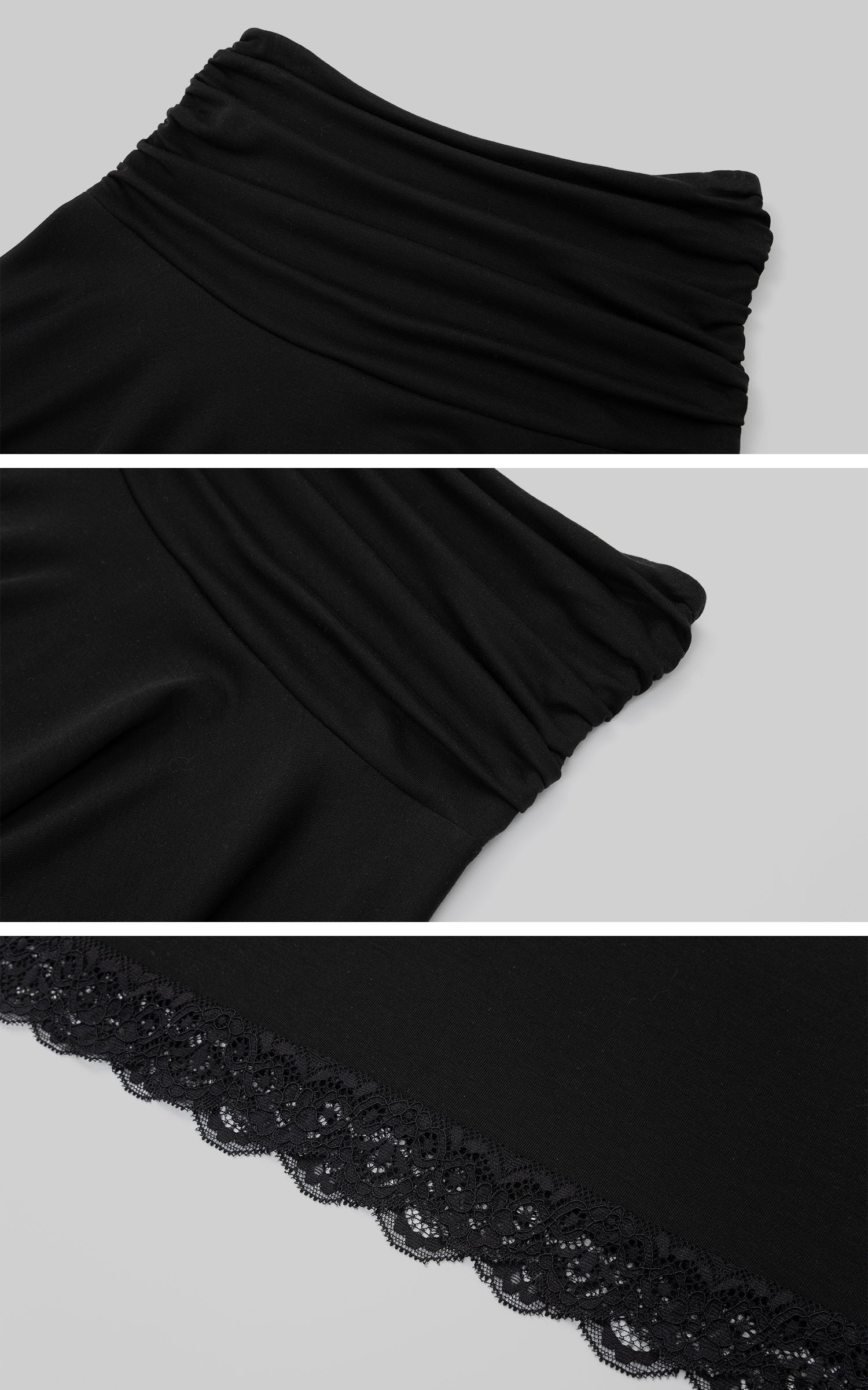 IAMXIAA Jupe midi asymétrique à bordure en dentelle