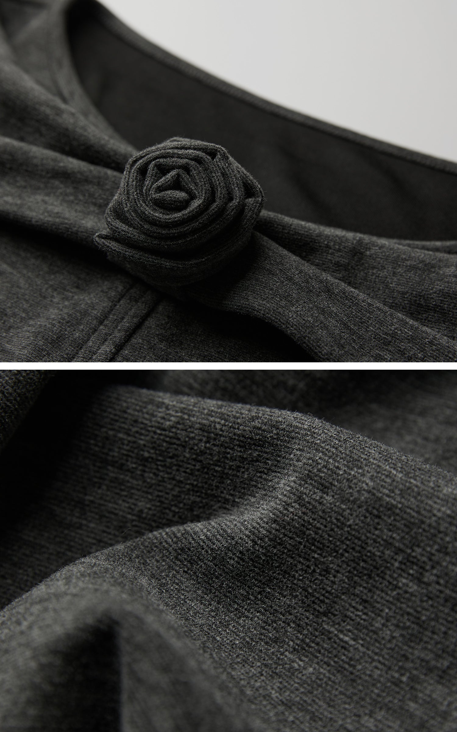 DOINDULGE Draped Knit Top with Rose Detail