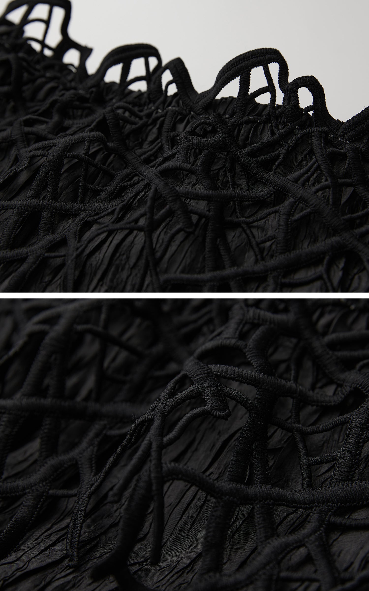 DOINDULGE Crushed Maxi Skirt with 3D Knotwork Waistband
