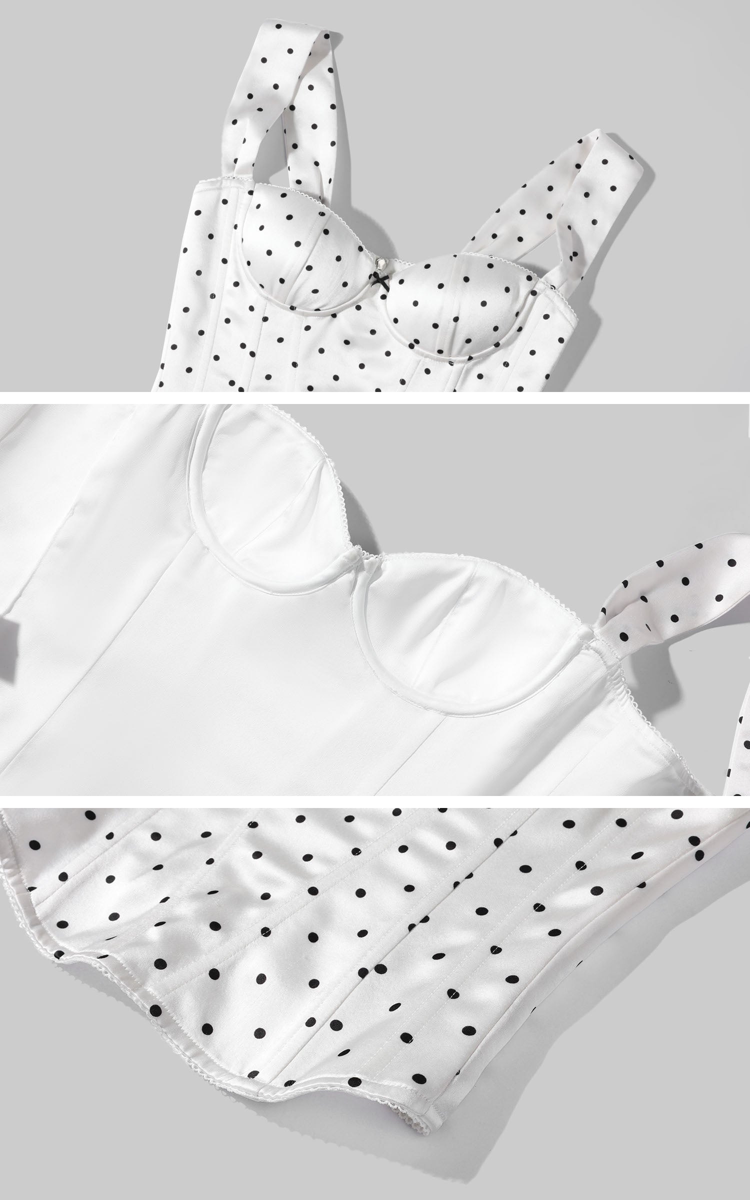 ROVENTE Polka Dot Structured Corset Camisole