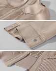 Hydrae Satin Gathered Cropped Zip Jacket