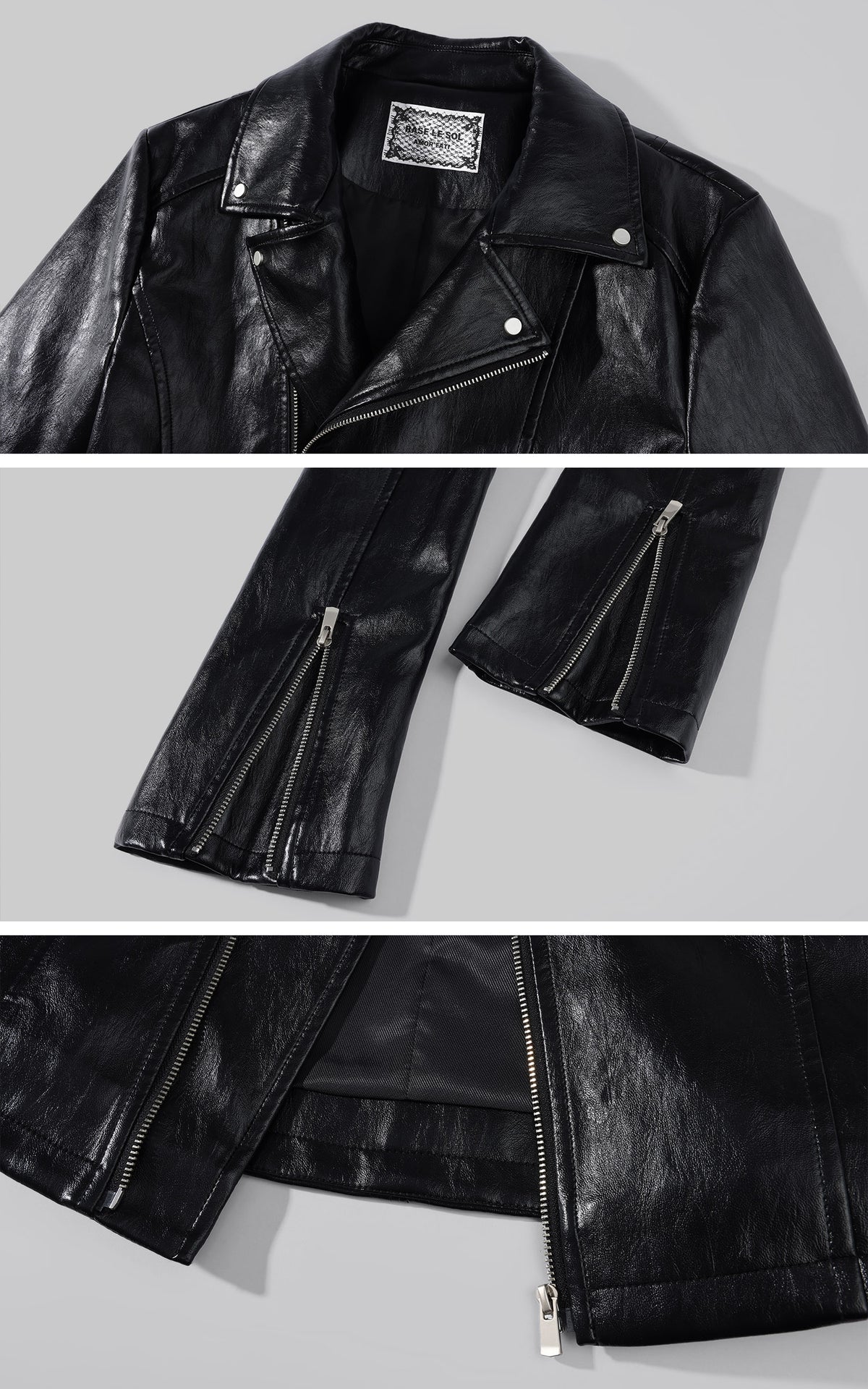 Rase le sol Sculpted-Waist Leather-Look Biker Jacket
