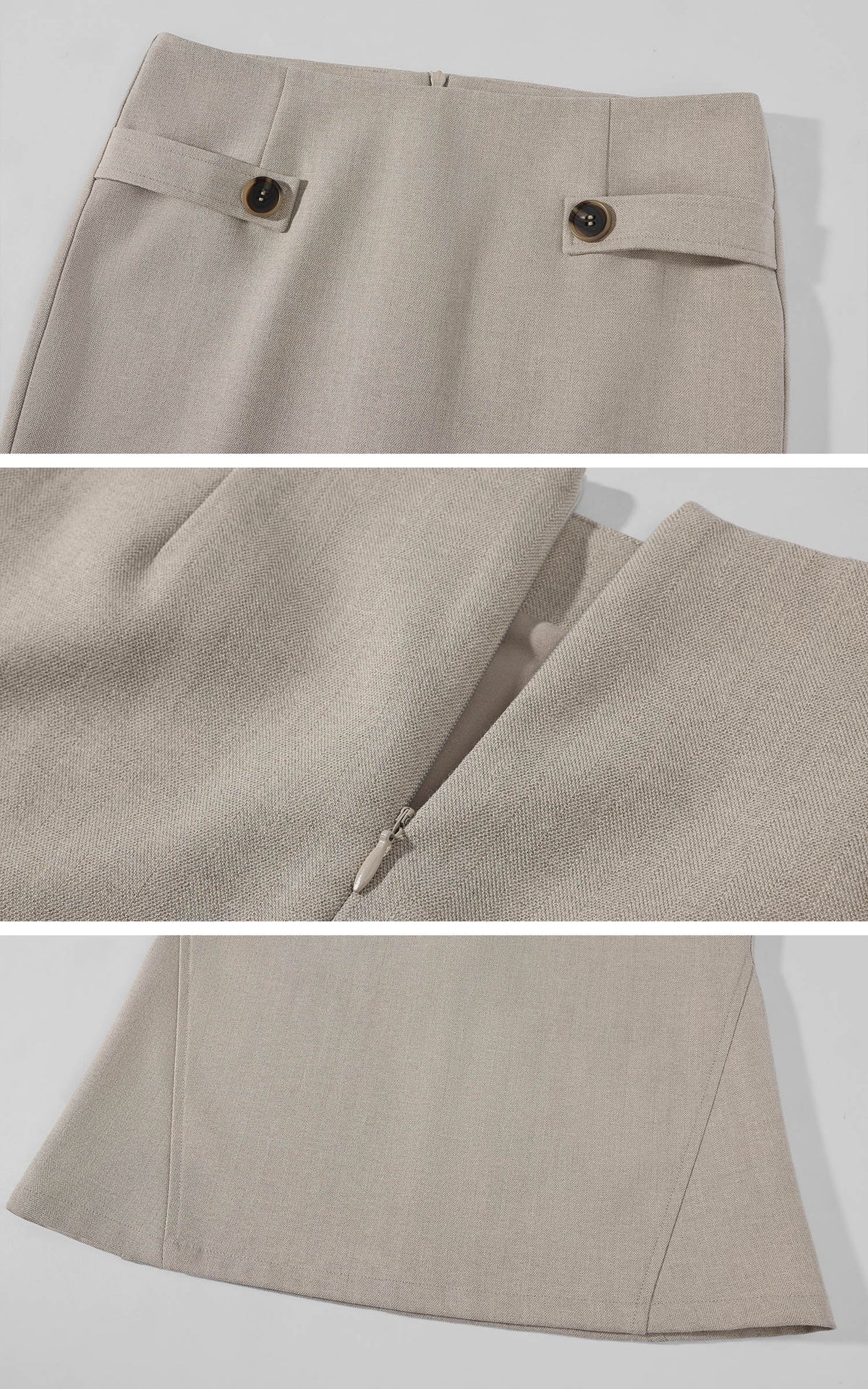 Hydrae Jupe midi ajustée taille basse à boutons