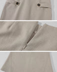 Hydrae Jupe midi ajustée taille basse à boutons