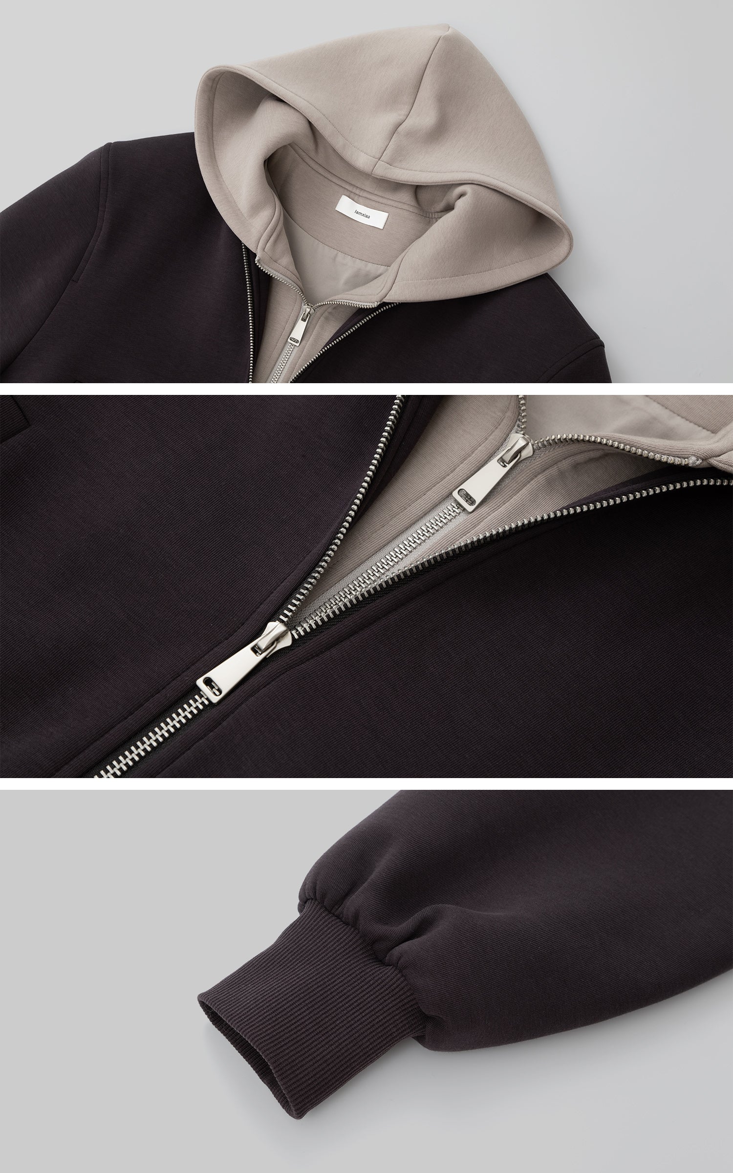 IAMXIAA Layered Hooded Zip-Up Jacket