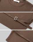 IAMXIAA Buckle Strap Cropped Three-Quarter Sleeve Top