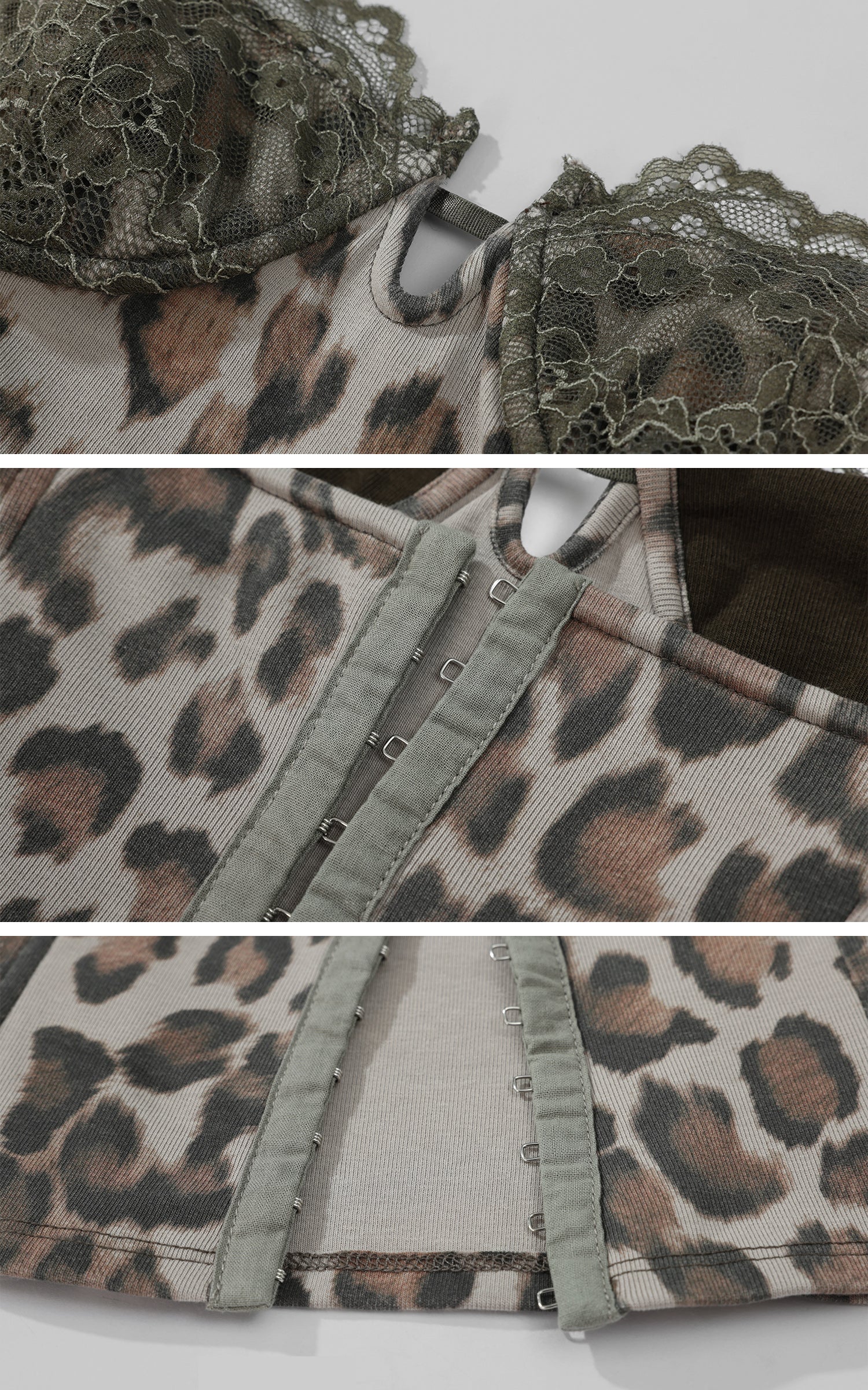 ROVENTE Leopard Lace Corset Cami - PINKPARKS