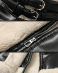 WARDEN EDGE Veste en Cuir avec Fausse Fourrure Shearling