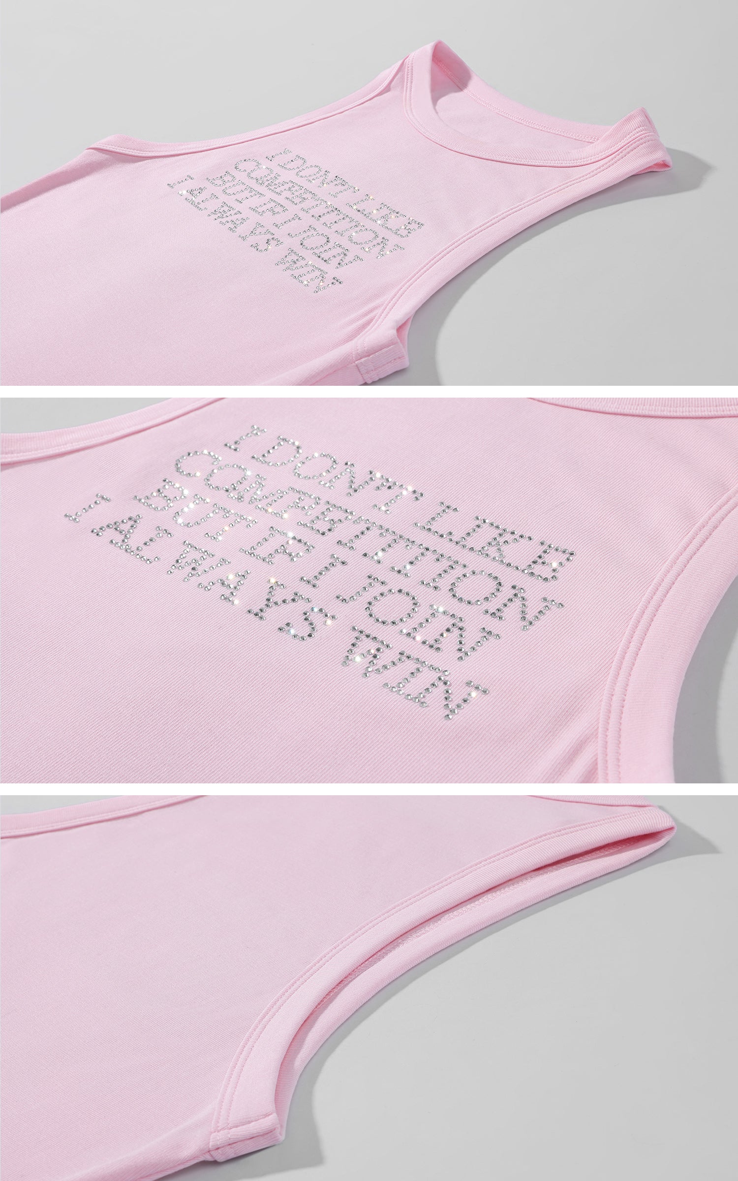 ROVENTE Crystal Slogan Racer Tank