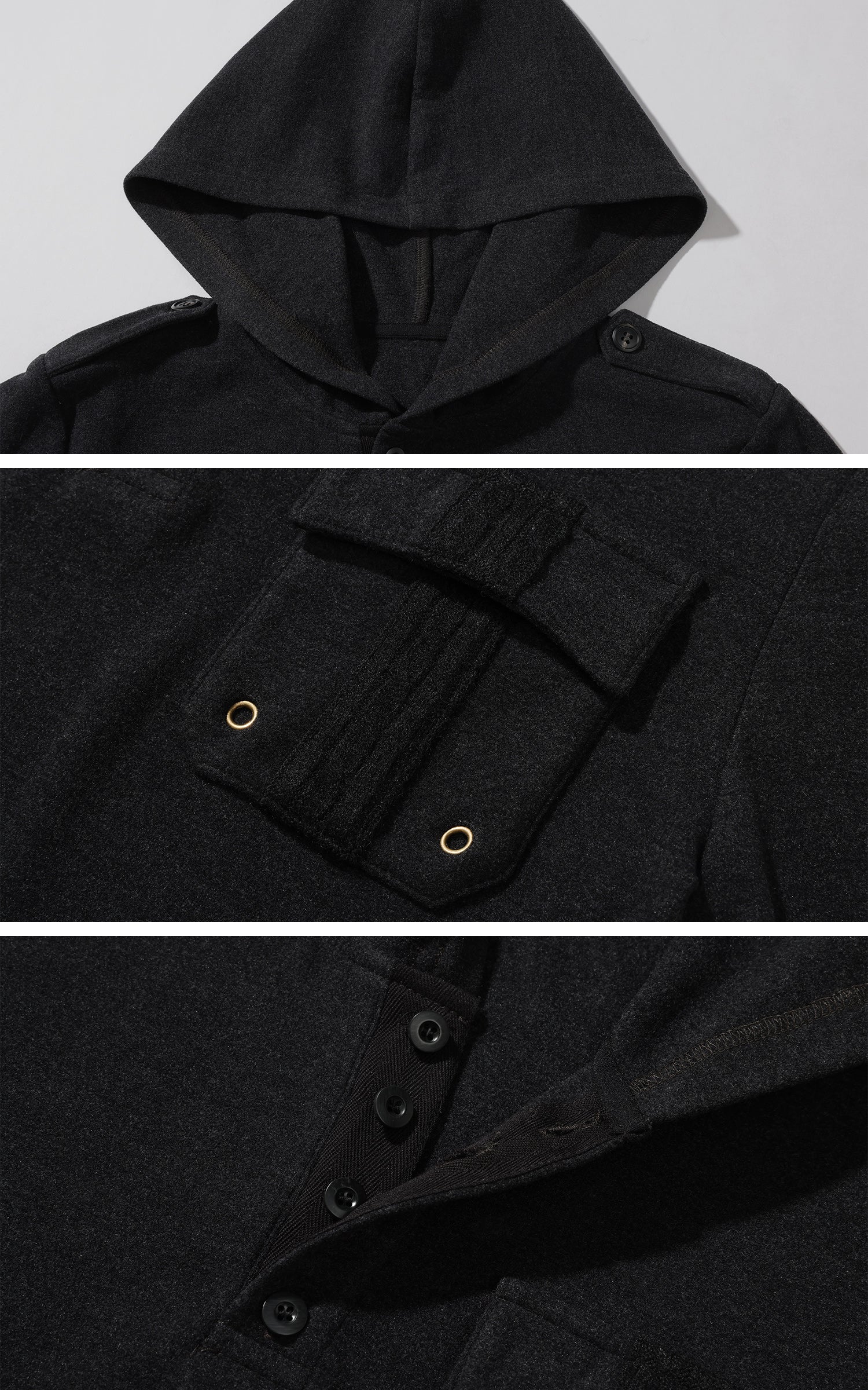 WARDEN EDGE Slim Fit Hooded Long Sleeve Top with Pocket and Metal Eyelet Detail