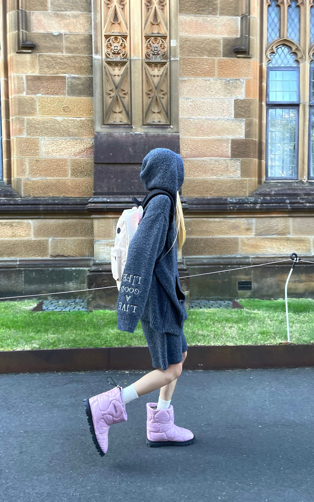Rase le sol Embroidered Hooded Knit Sweater &amp; Long Shorts Set
