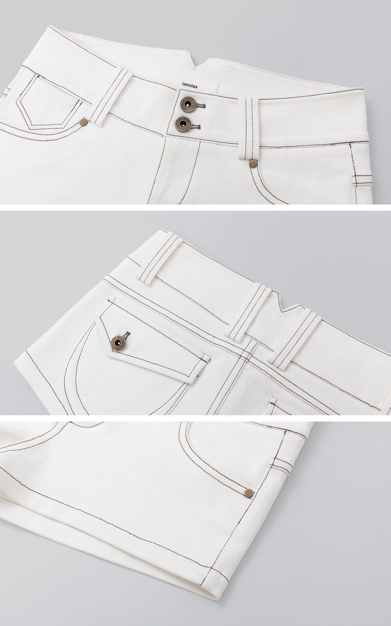 IAMXIAA Contrast Stitch Low-Rise Micro Shorts