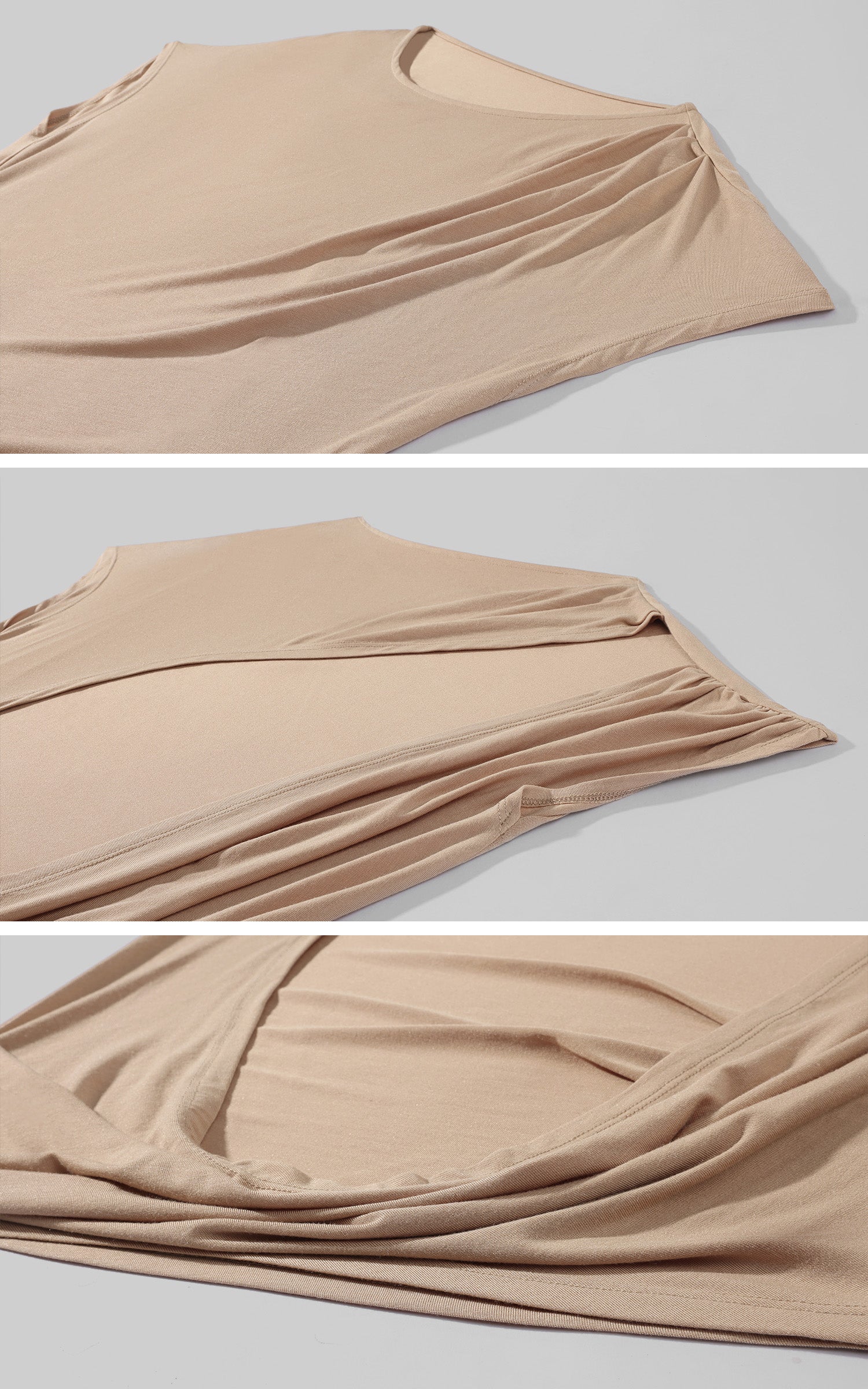 ROVENTE Draped Open-Back Short Sleeve Slim Fit Top