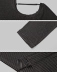 IAMXIAA Striped Off-Shoulder Long Sleeve Top with Back Strap Detail