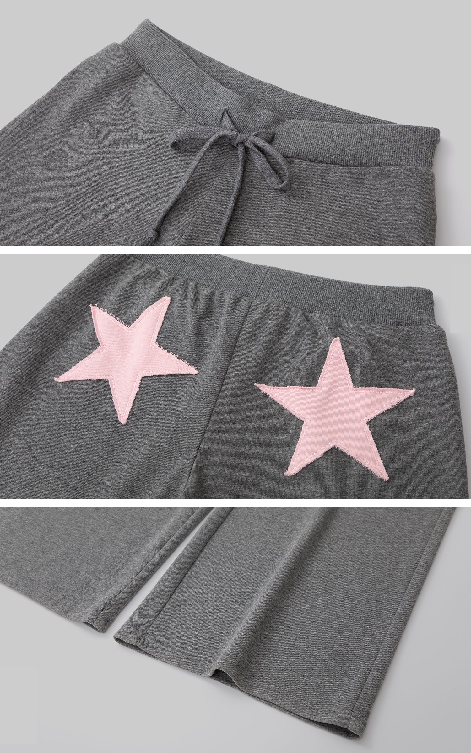 IAMXIAA Star Patch Wide Leg Sweatpants Drawstring Waist Lounge Pants