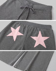 IAMXIAA Star Patch Wide Leg Sweatpants Drawstring Waist Lounge Pants