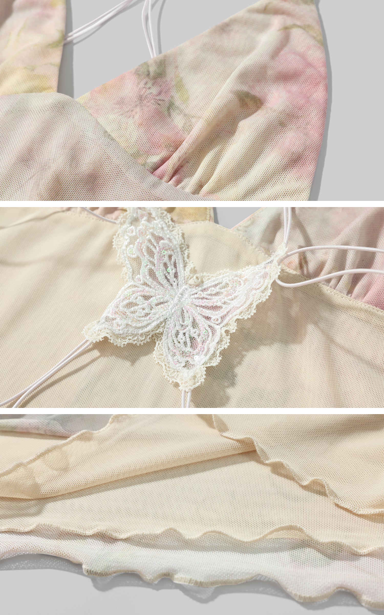 DreamyNerd Floral Sheer Backless Slip Dress - PINKPARKS