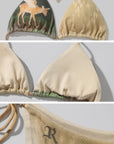 Rase le sol Fawn Mirage Printed Tie Bikini Set - PINKPARKS