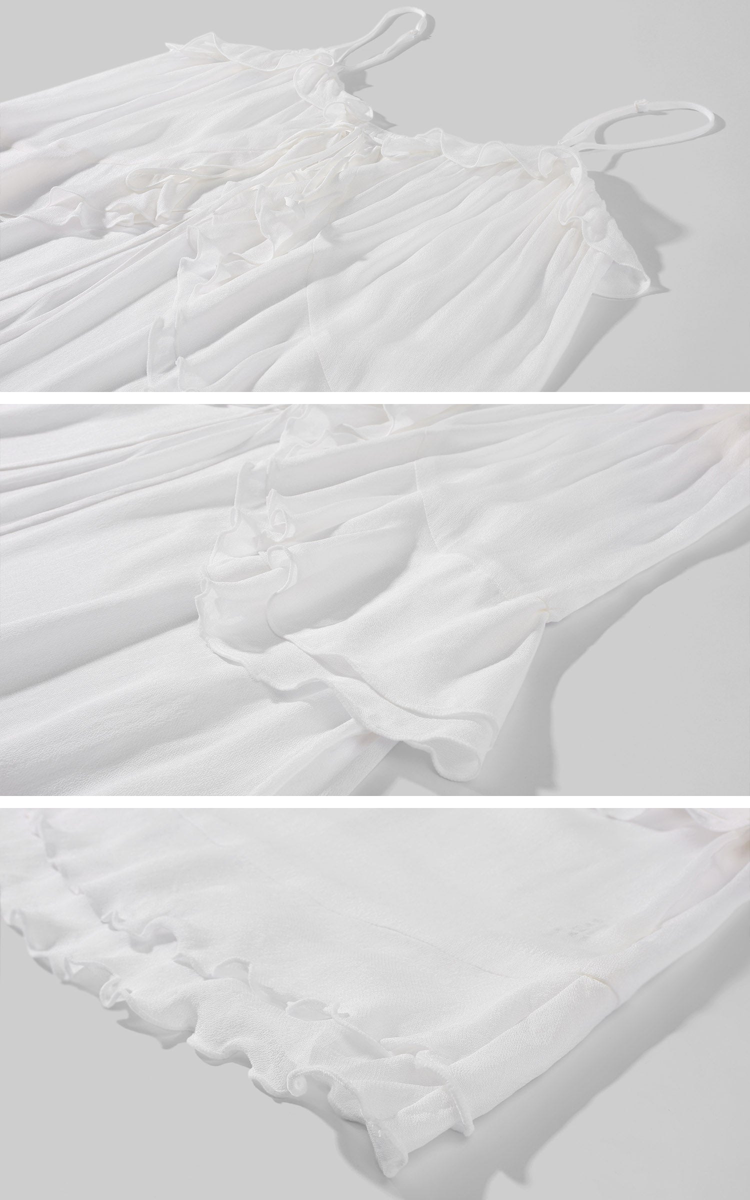 0122stepll Sheer Ruffle Tie Camisole Top
