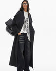 0122stepll Manteau long ample ceinturé à nouer