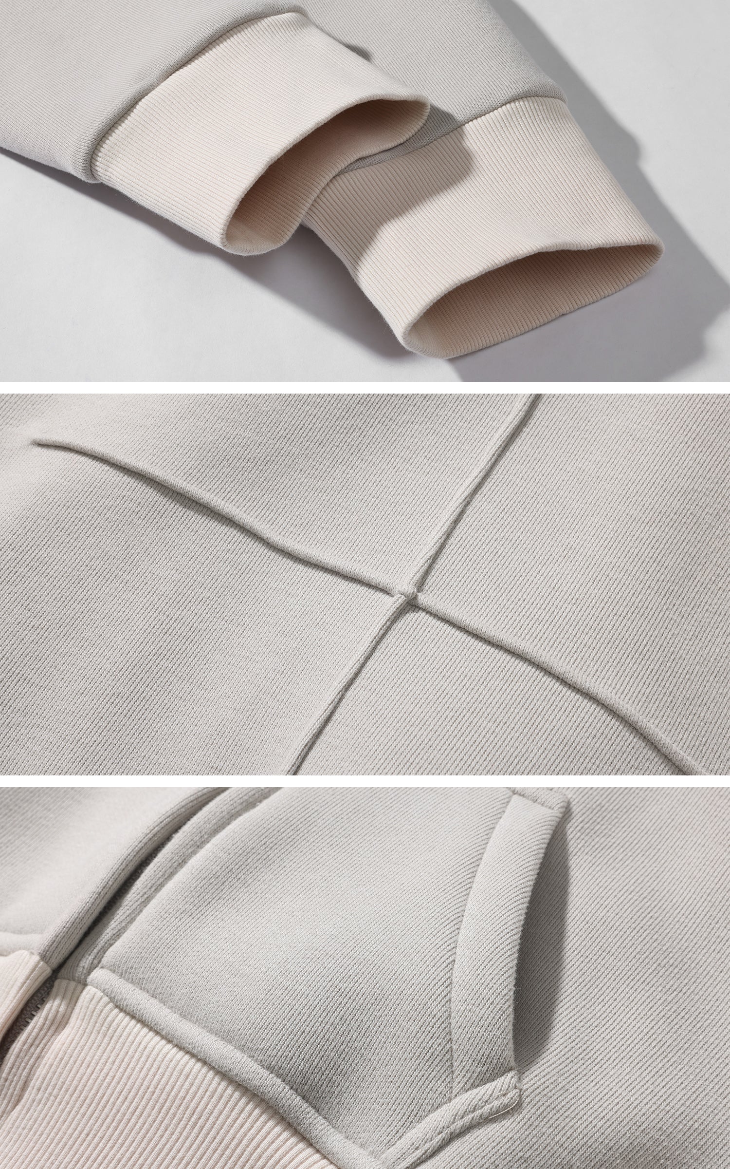 Rase le sol 커브드 헴 크롭 후디 &amp; 와이드 팬넬 스웨트팬츠 세트