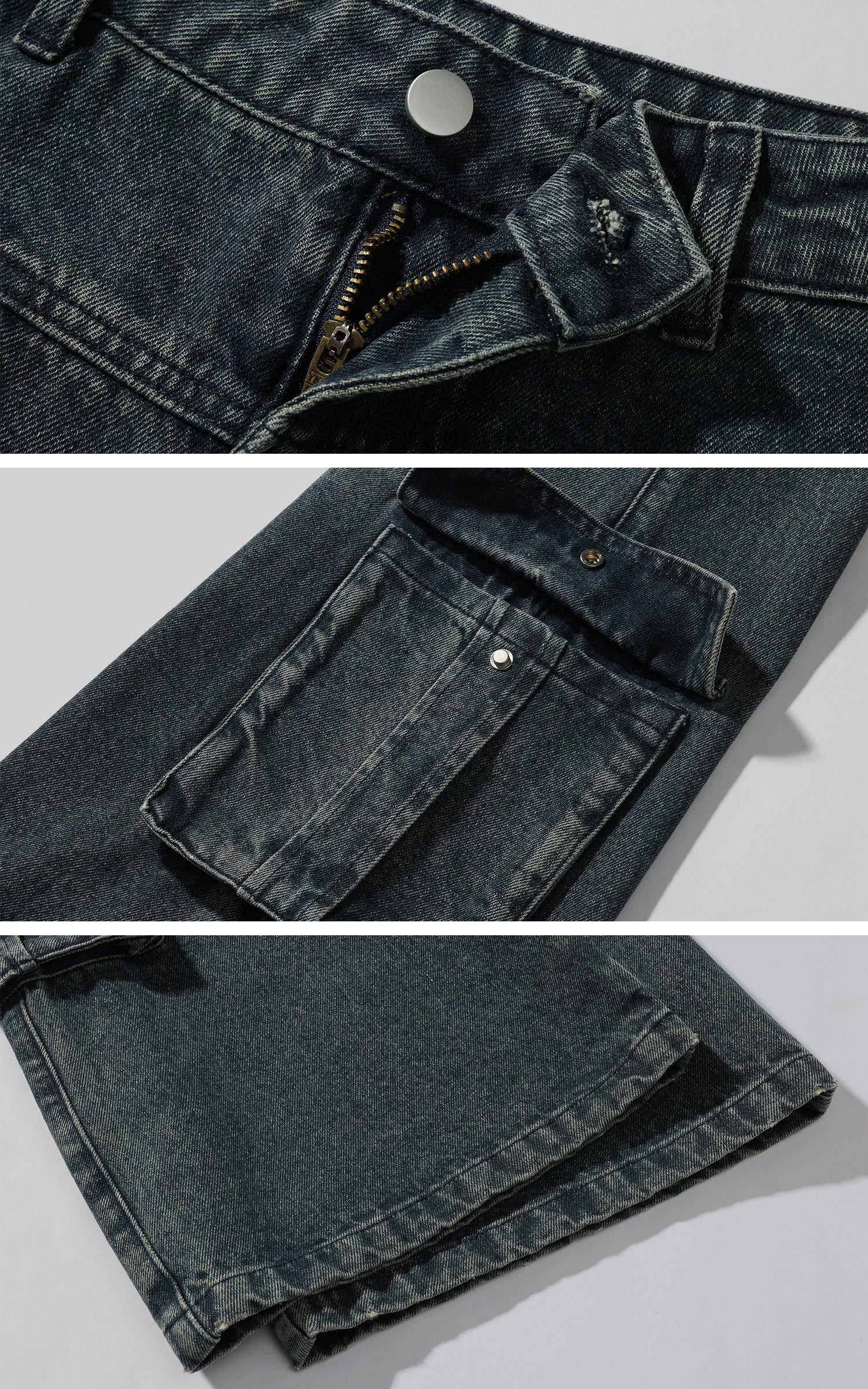 Rase le sol Paneled Flared Cargo Denim Pants