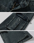 Rase le sol Paneled Flared Cargo Denim Pants