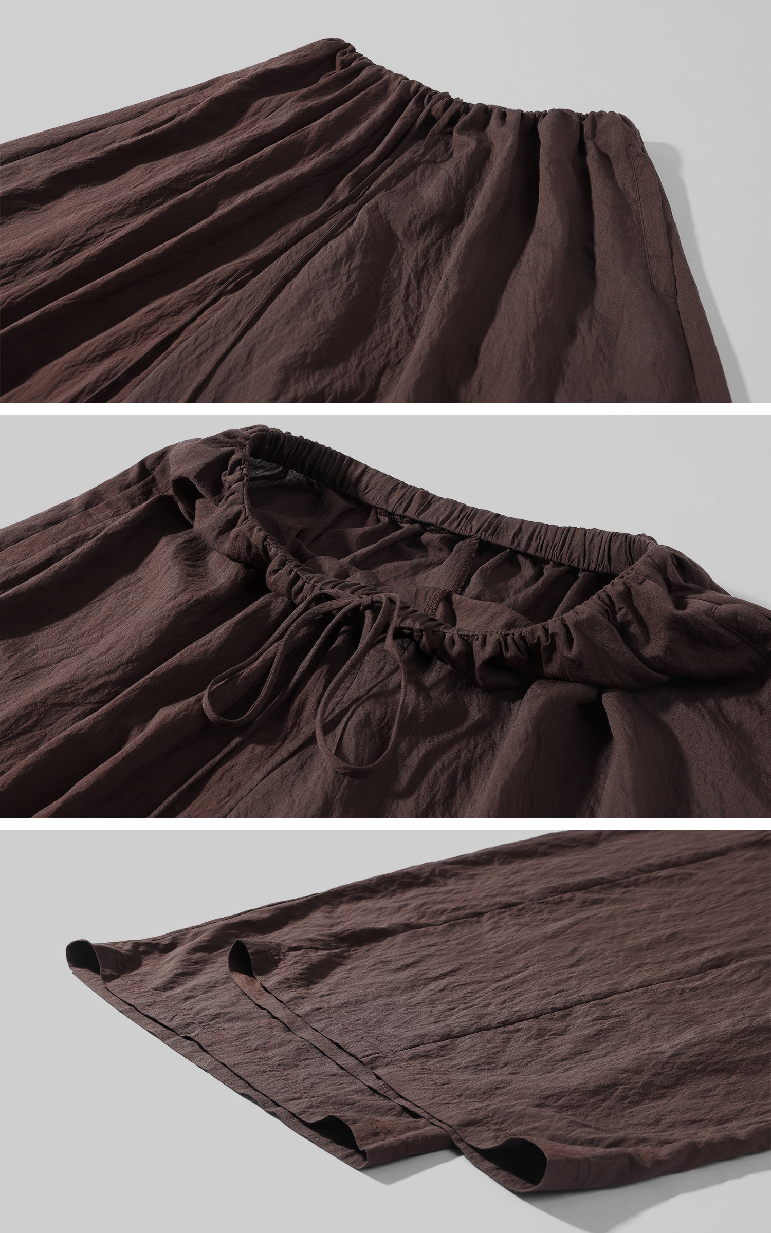 ROVENTE Brown Drawstring Wide-Leg Pants