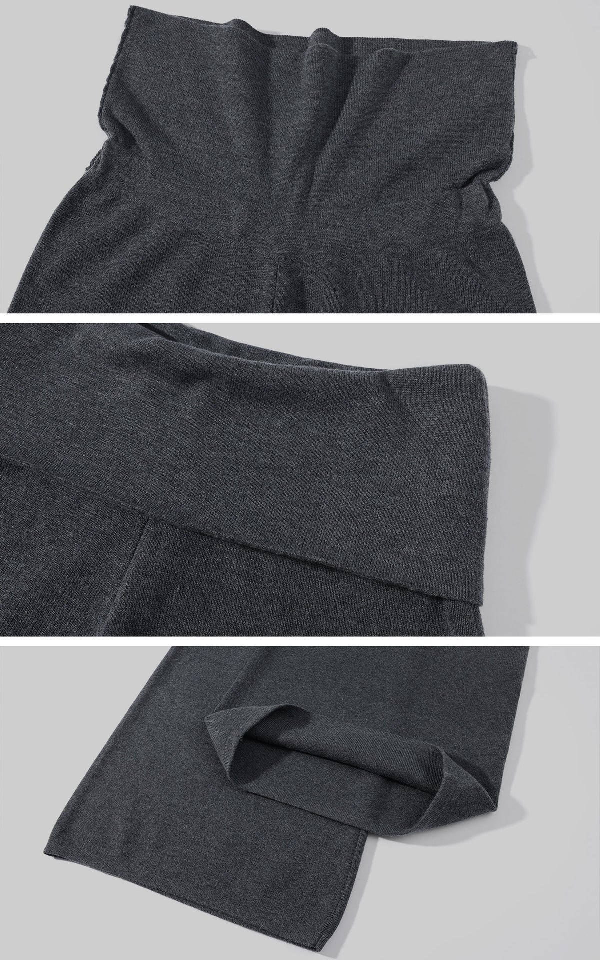 0122stepll High-Neck Zip Knit Cardigan &amp; Foldover Wide-Leg Pants Set