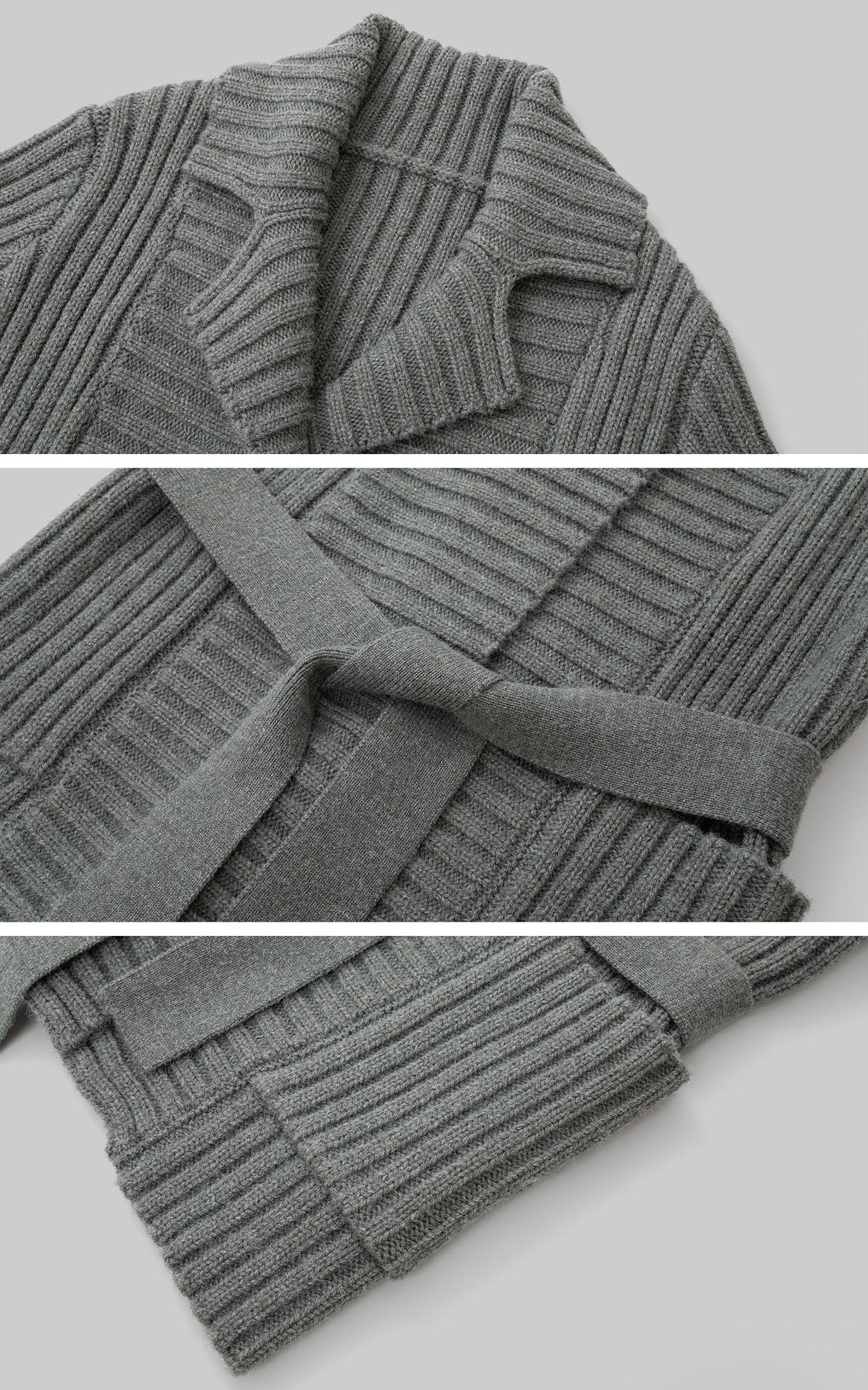 IAMXIAA Belted Ribbed Longline Knit Cardigan