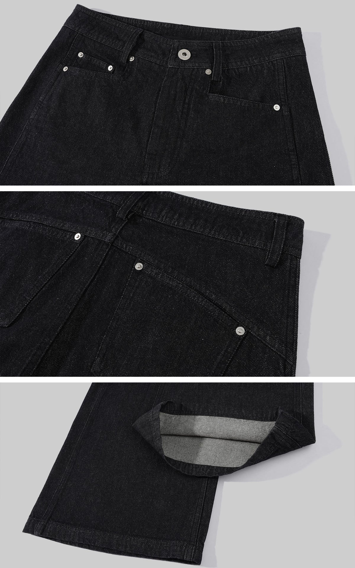 ROVENTE Low-Rise Black Wide-Leg Floor-Length Relaxed Denim Jeans