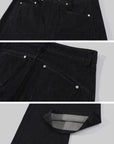 ROVENTE Low-Rise Black Wide-Leg Floor-Length Relaxed Denim Jeans