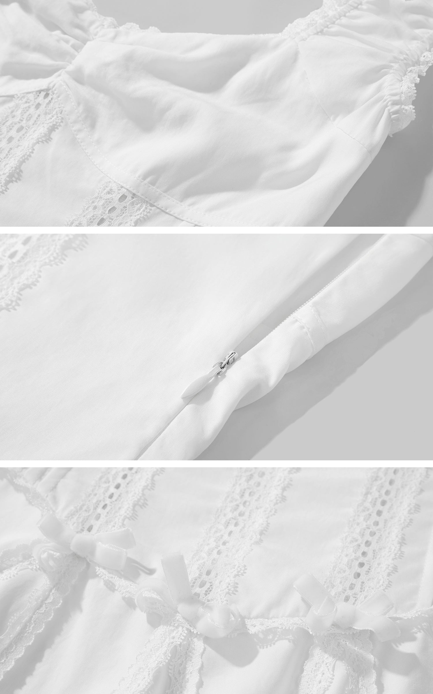 DreamyNerd Ruffle-Edge Bow Lace Mini Dress - PINKPARKS