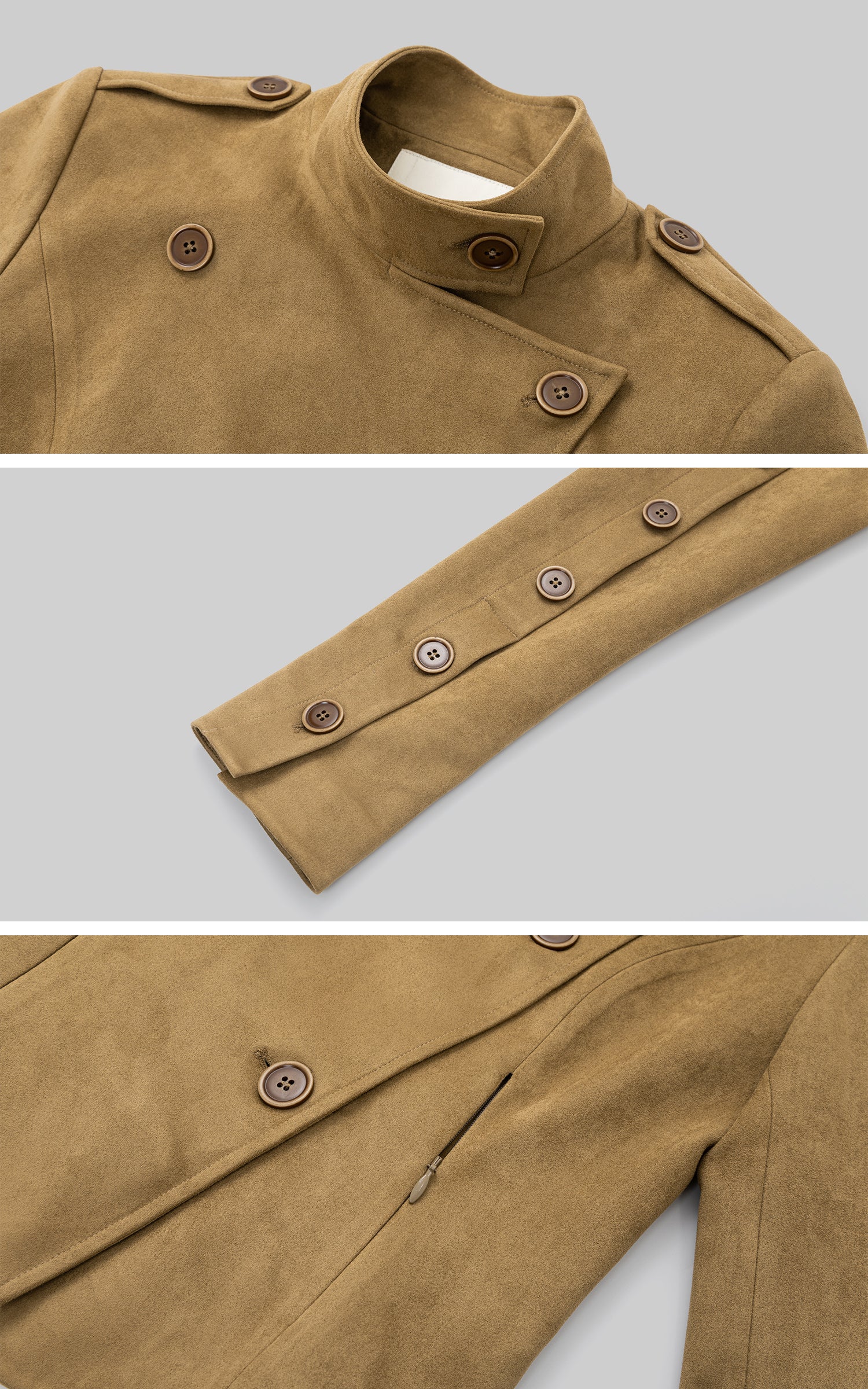 IAMXIAA Veste ajustée en similicuir de vachette à col montant