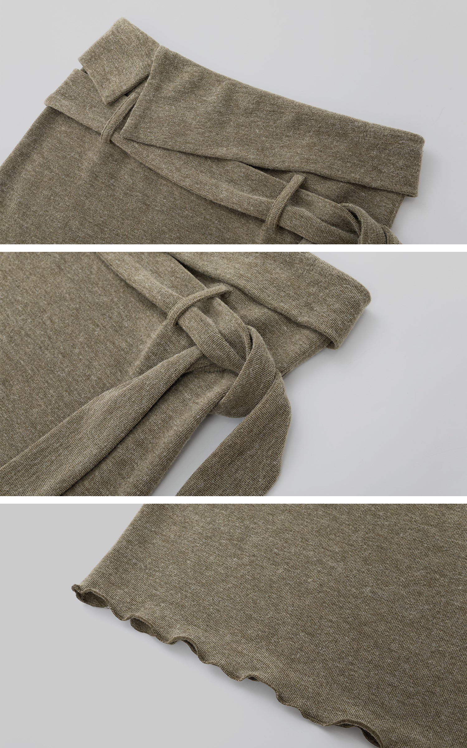 IAMXIAA Foldover Waist Tie-Detail Knit Midi Skirt