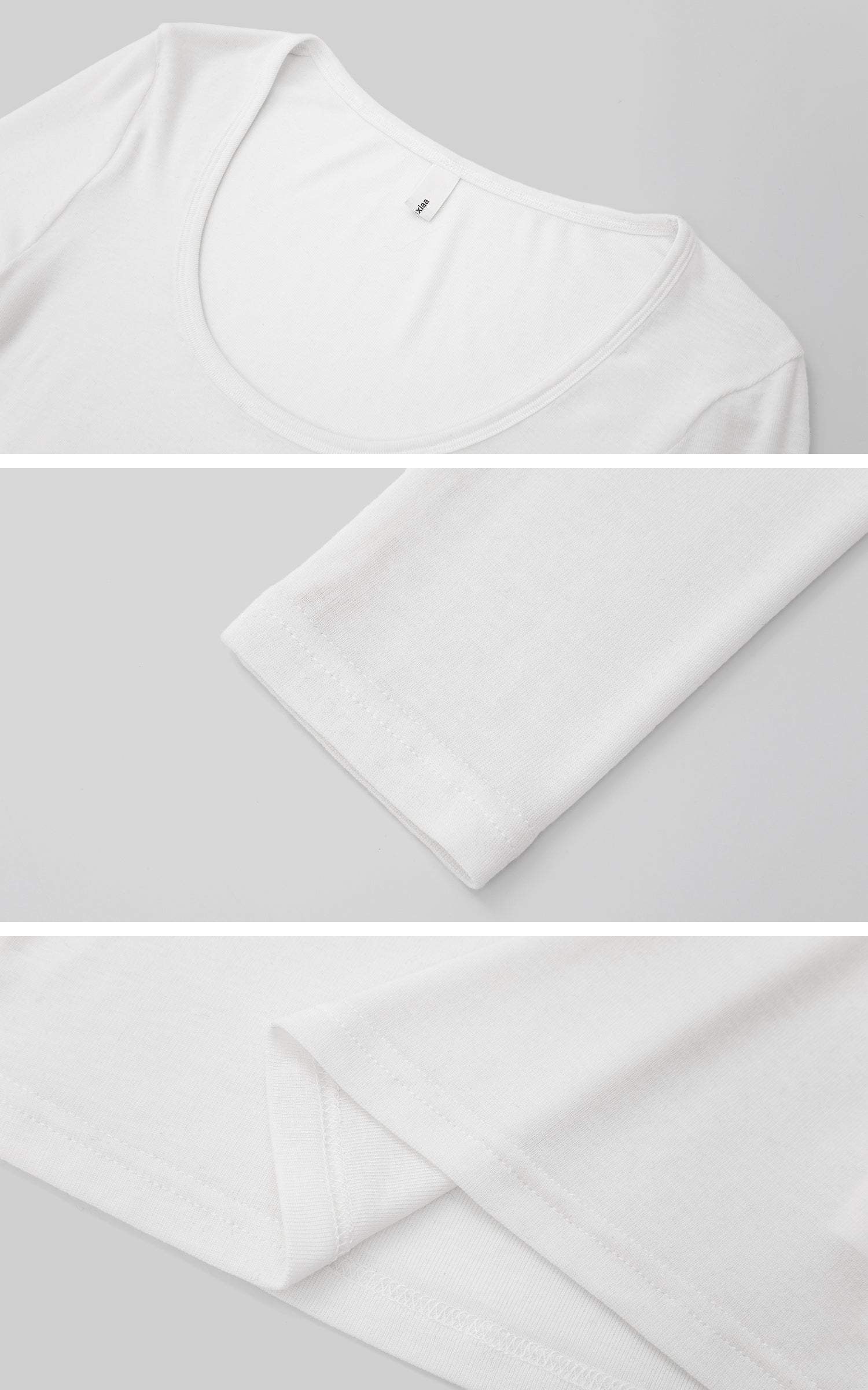 IAMXIAA フィットしたスクープネックの長袖トップ