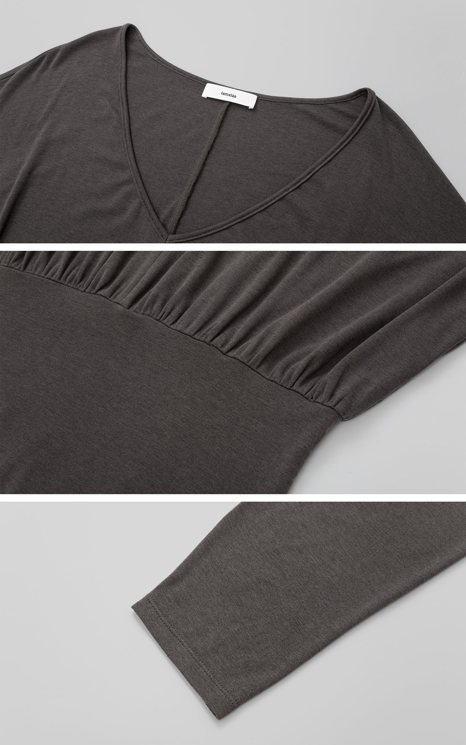 IAMXIAA Relaxed V-Neck Knit Long Sleeve Top