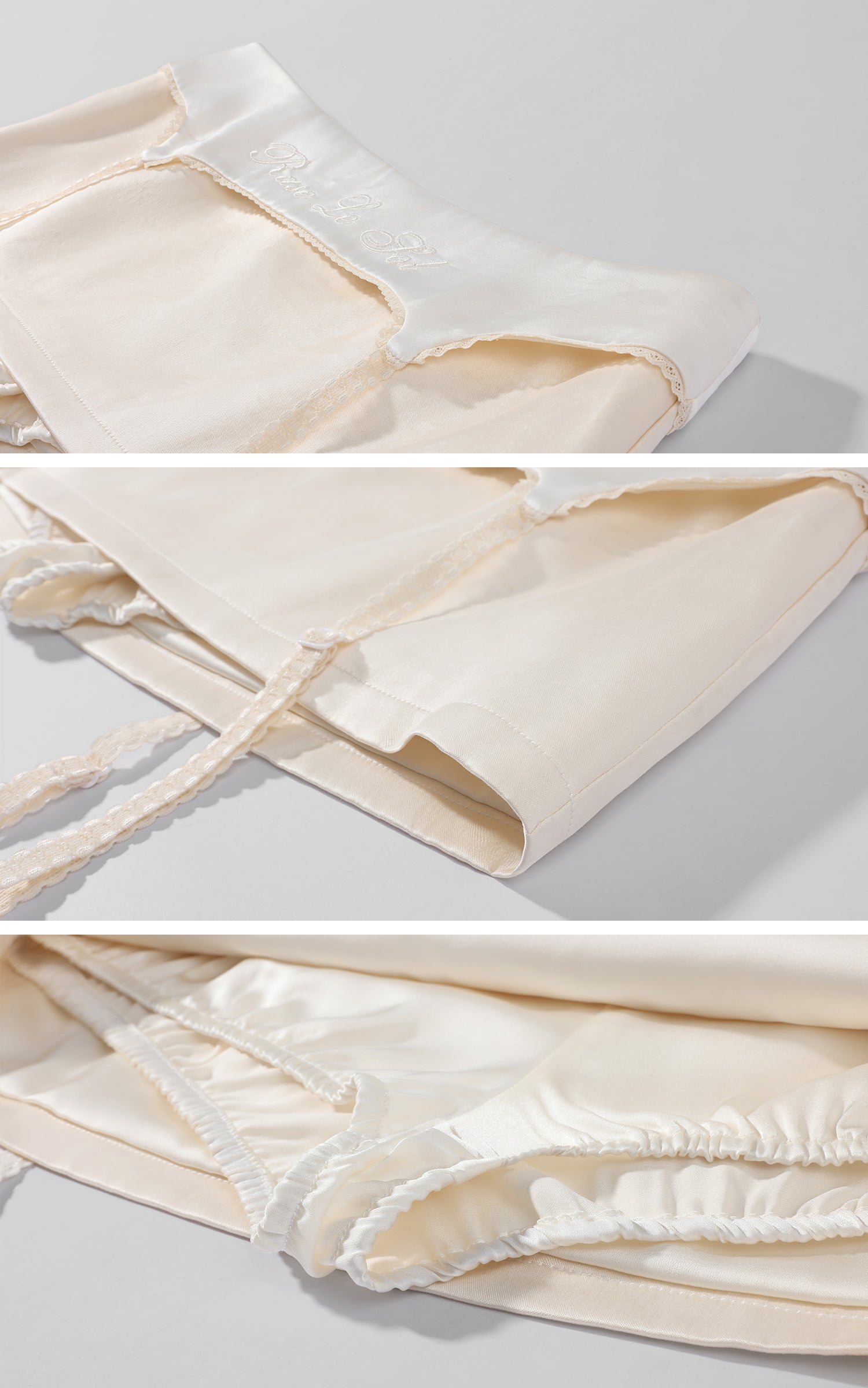 Rase le sol Embroidered Waist Garter Satin Mini Skirt