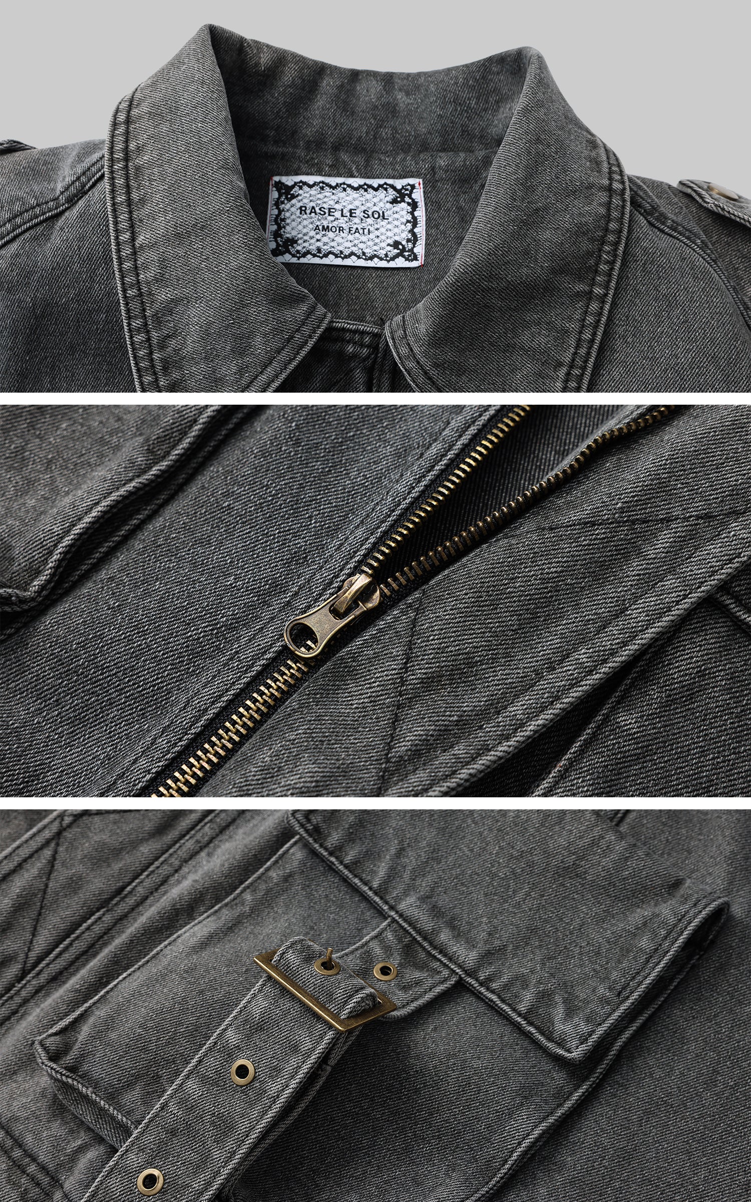 Rase le sol Washed Denim Utility Jacket