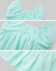 IAMXIAA Mint Chiffon Ruched Babydoll Cami Top