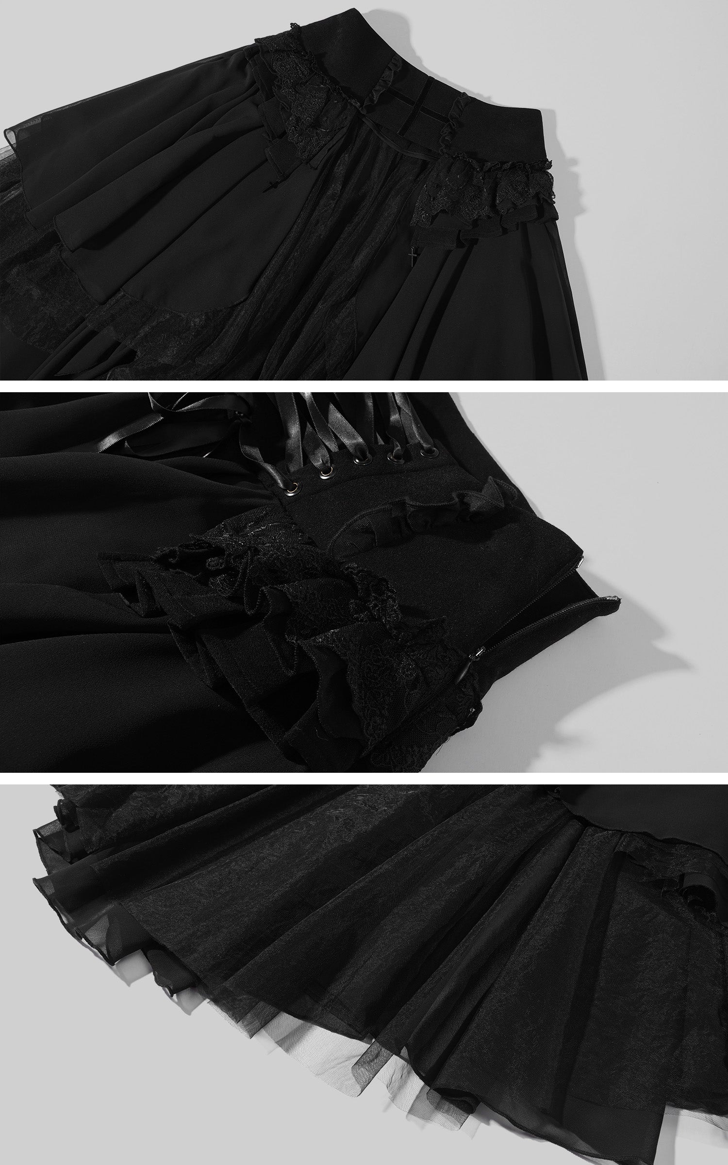 Rase Le Sol Sheer Layered Corset Top &amp; Asymmetric Ruffle Skirt Set