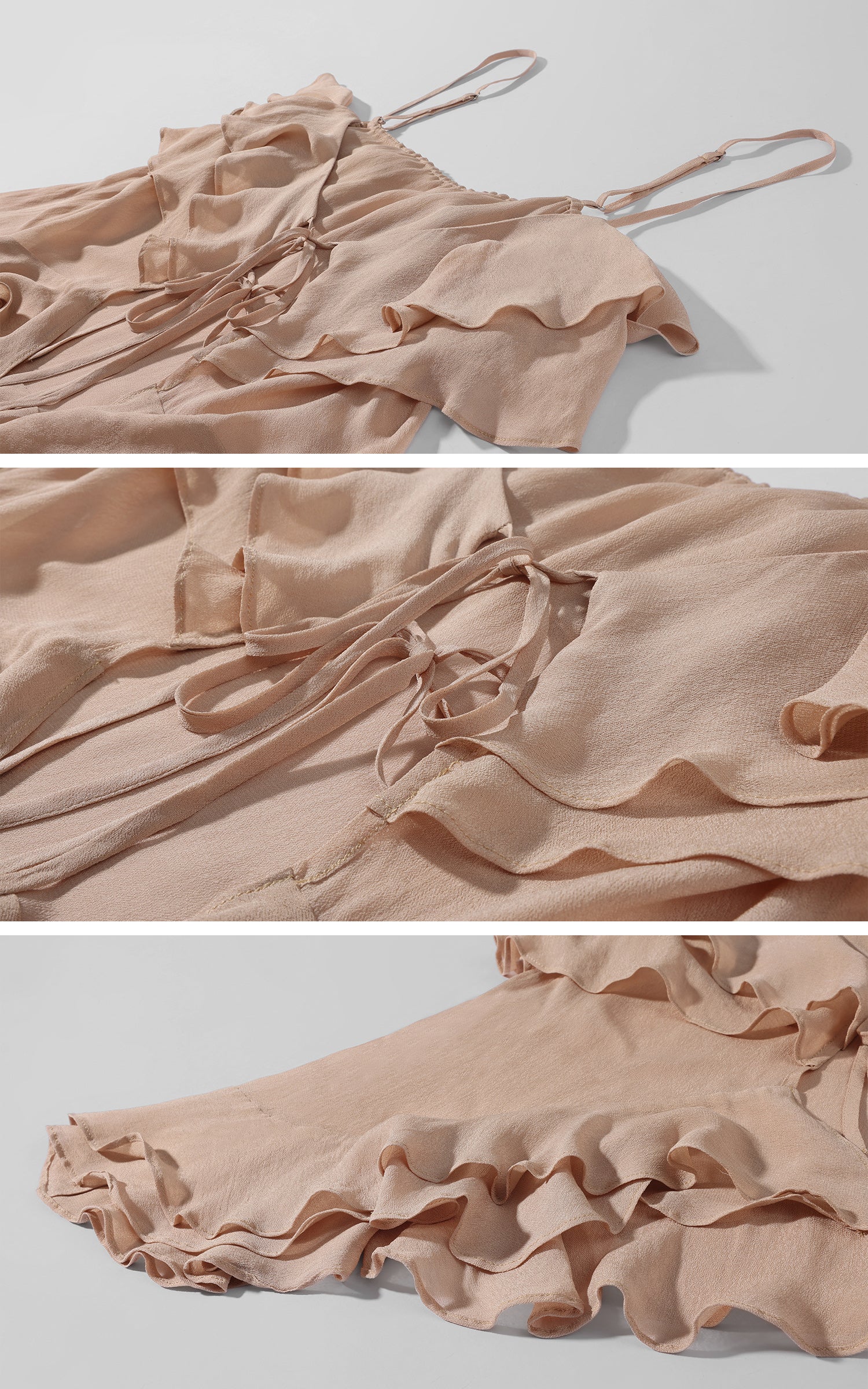 ROVENTE Blush Ruffle Tie Cami Top