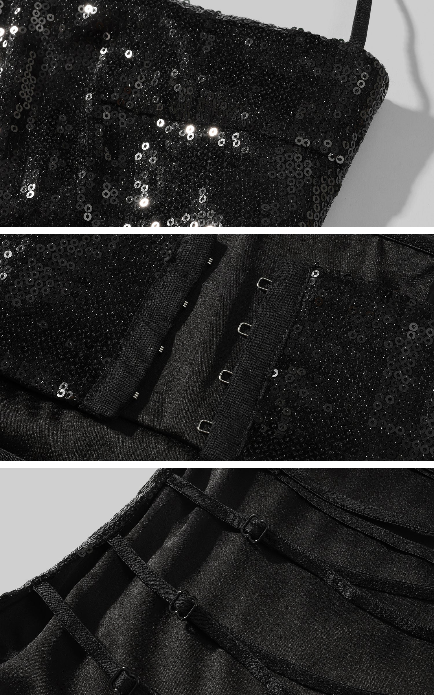 ROVENTE Strappy Back Sequin Halter Corset Top - PINKPARKS