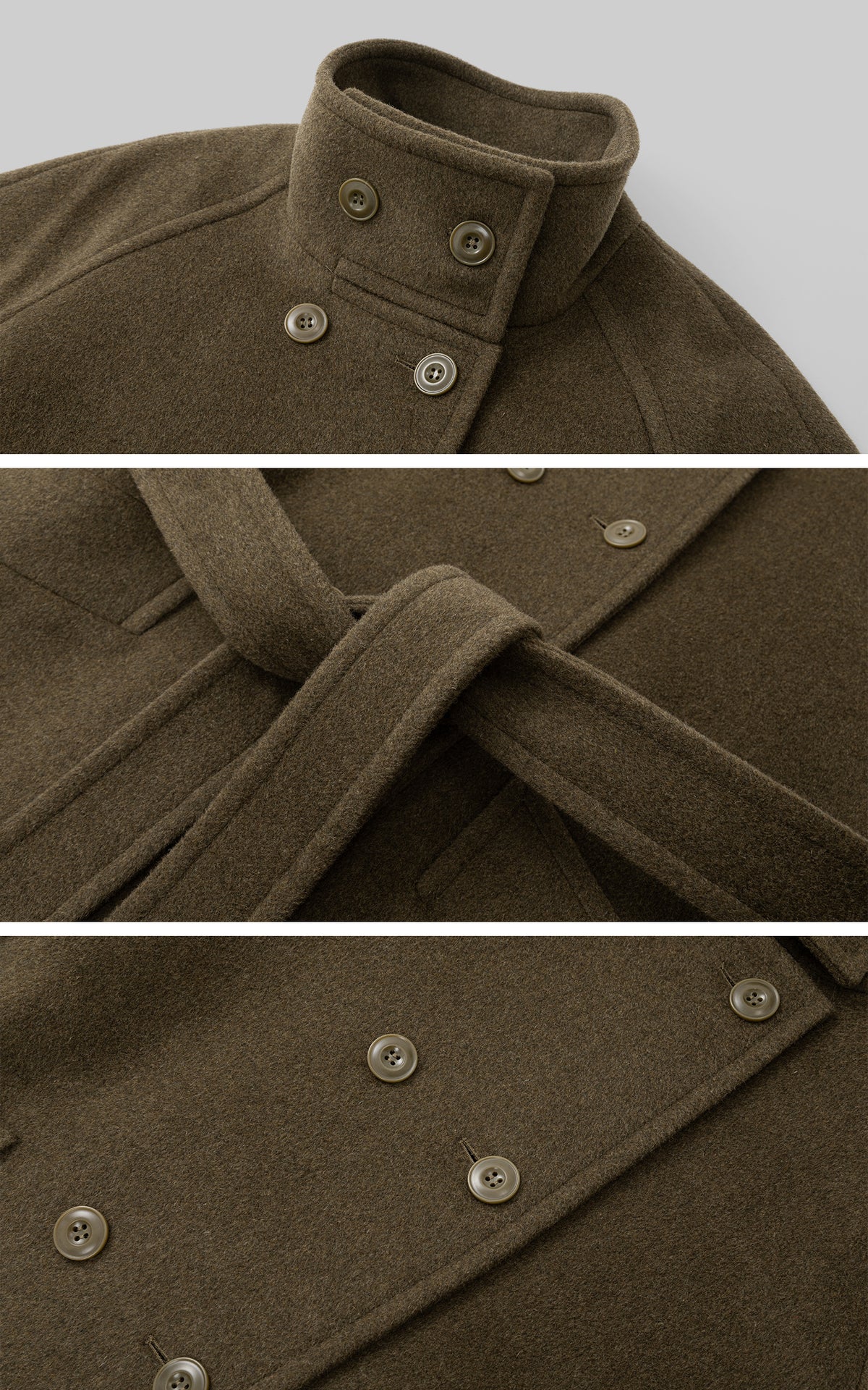 IAMXIAA Manteau long croisé à ceinture en mélange de laine